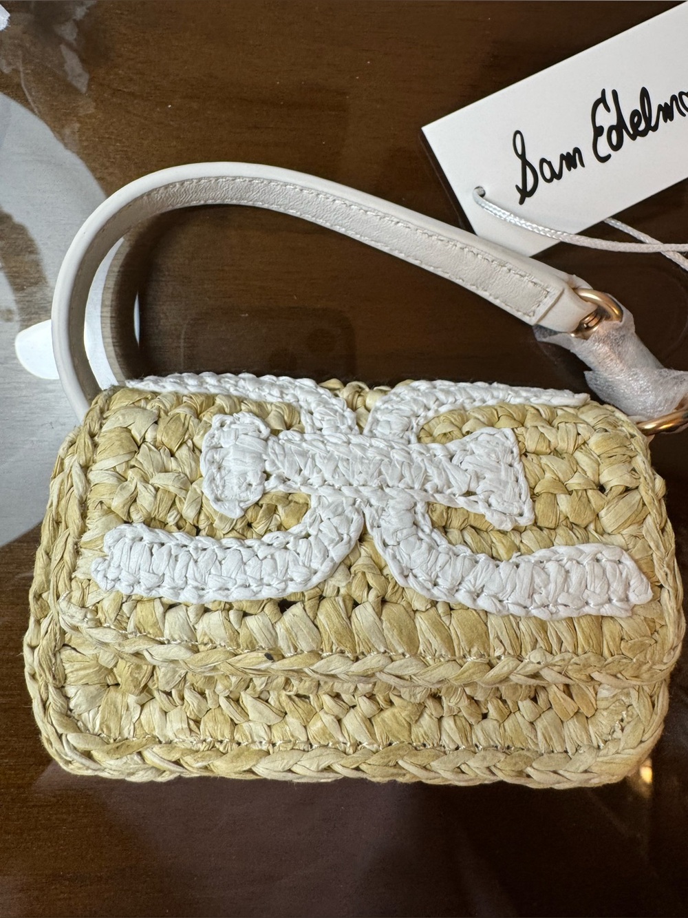 NEW Sam Edelman Mini Raffia and Leather Wallet - Picture 9 of 12